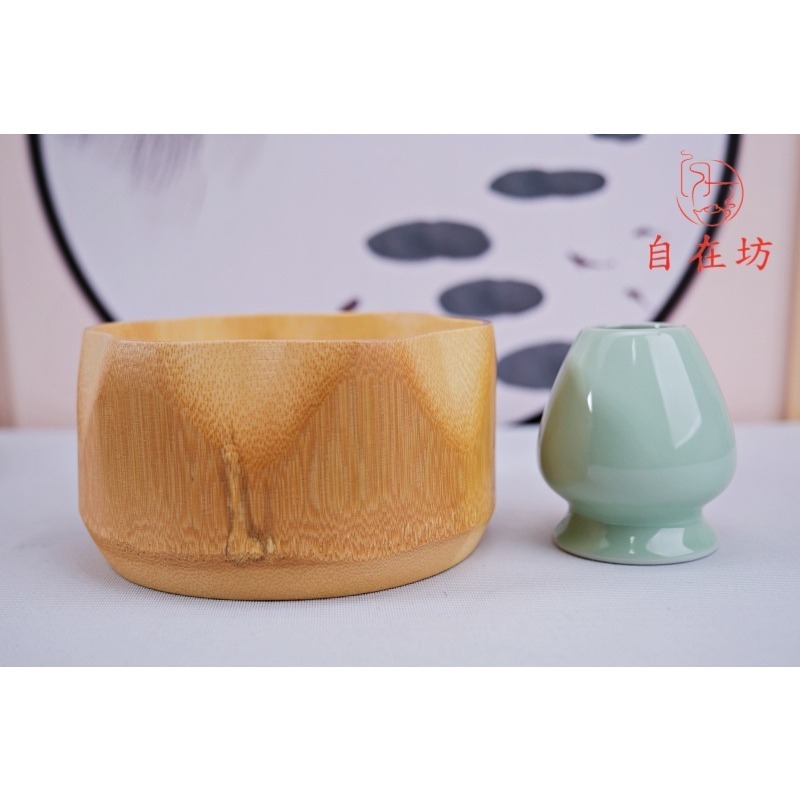 【全館滿599免運】茶筅組【百本立茶筅組─竹/窯變藍/白】陶瓷茶筅 壺蓋承 竹蓋置 壺蓋托 杯蓋架【自在坊茶具】-細節圖4