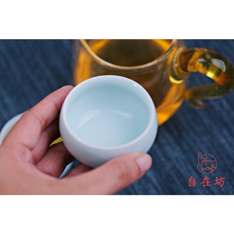 【全館滿599免運】青瓷羅漢杯─50ml 主人杯 品茗杯 粗陶品茗杯 細緻手作 陶瓷茶杯 品茗杯【自在坊茶具】-細節圖6