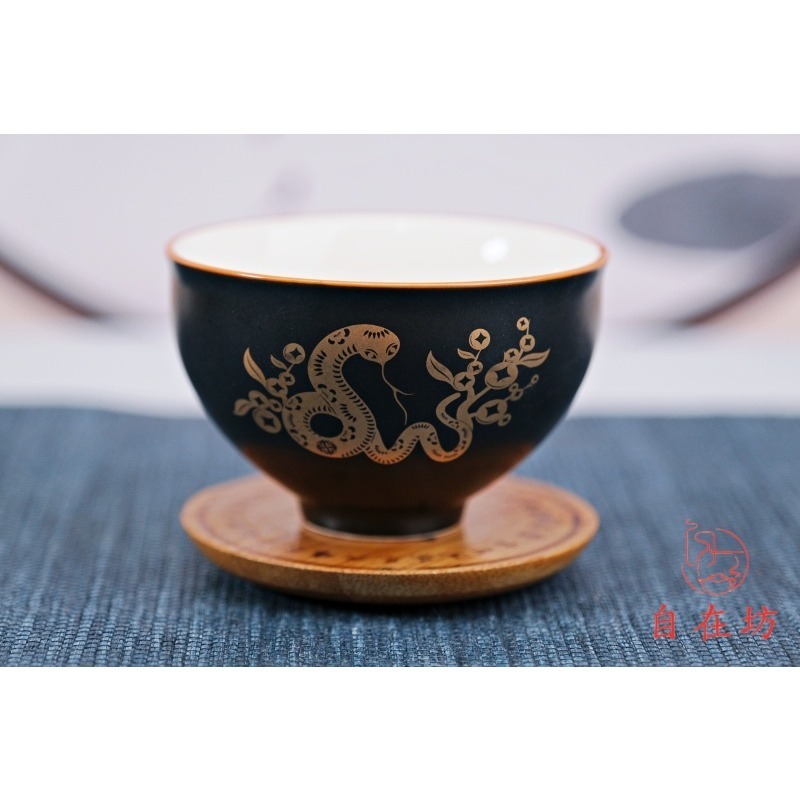 【全館滿599免運】品茗杯【汝窯12生肖杯禮盒12入─110ml】單杯 細緻手作 陶瓷茶杯 品茗杯【自在坊茶具】-細節圖3