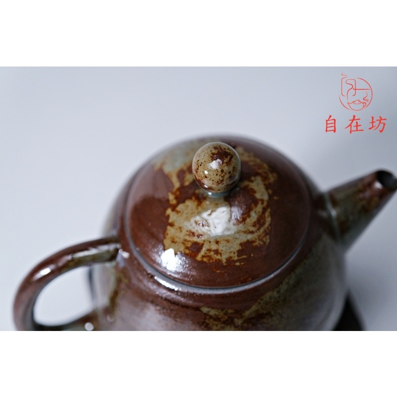 【全館滿599免運】日式仿柴燒龍蛋壺200ml 泡茶壺 龍蛋壺 茶壺 手工粗陶 柴燒壺【自在坊茶具】-細節圖3