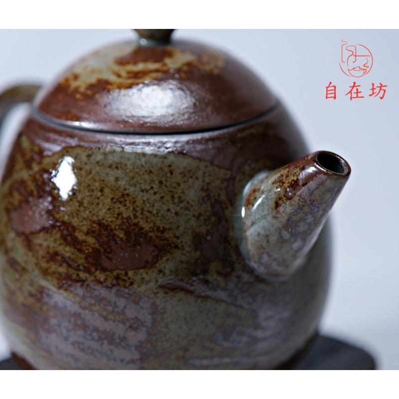 【全館滿599免運】日式仿柴燒龍蛋壺200ml 泡茶壺 龍蛋壺 茶壺 手工粗陶 柴燒壺【自在坊茶具】-細節圖5