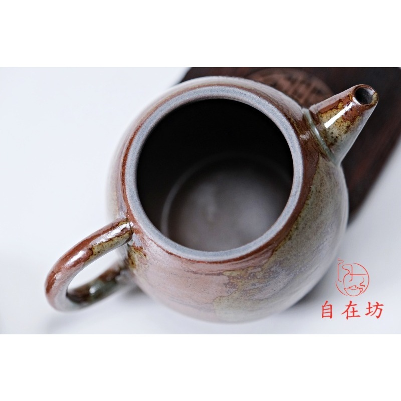 【全館滿599免運】日式仿柴燒龍蛋壺200ml 泡茶壺 龍蛋壺 茶壺 手工粗陶 柴燒壺【自在坊茶具】-細節圖7