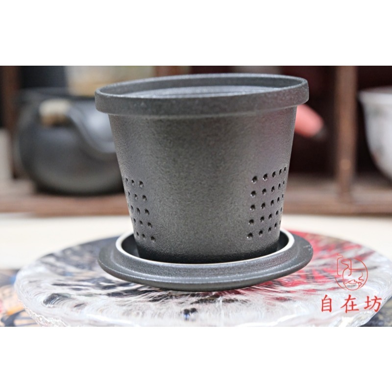 【全館滿599免運】精品粗陶辦公杯三件組 390ML 匠心手繪釉彩 茶杯過濾杯蓋三合一 粗陶辦公杯【自在坊茶具】-細節圖10