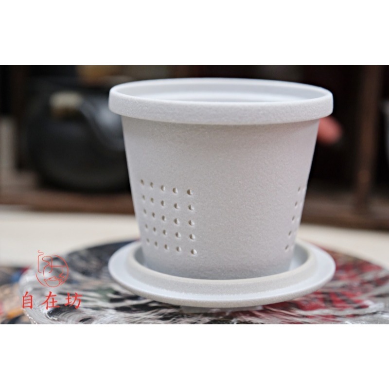 【全館滿599免運】精品粗陶辦公杯三件組 390ML 匠心手繪釉彩 茶杯過濾杯蓋三合一 粗陶辦公杯【自在坊茶具】-細節圖11