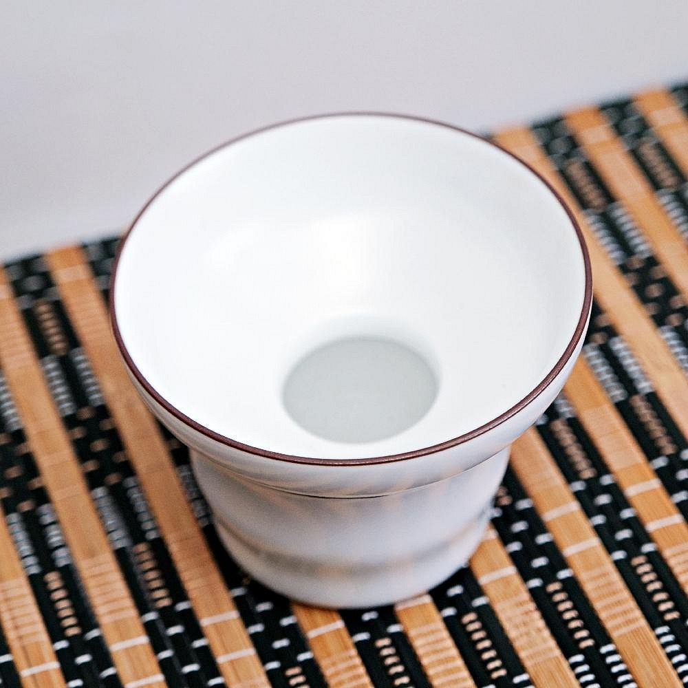 【全館滿599免運】精品陶瓷 脂白描金手繪茶漏 茶濾 功夫茶具 質樸簡約 功夫茶具 靜 悟 禪 道【自在坊茶具】-細節圖2