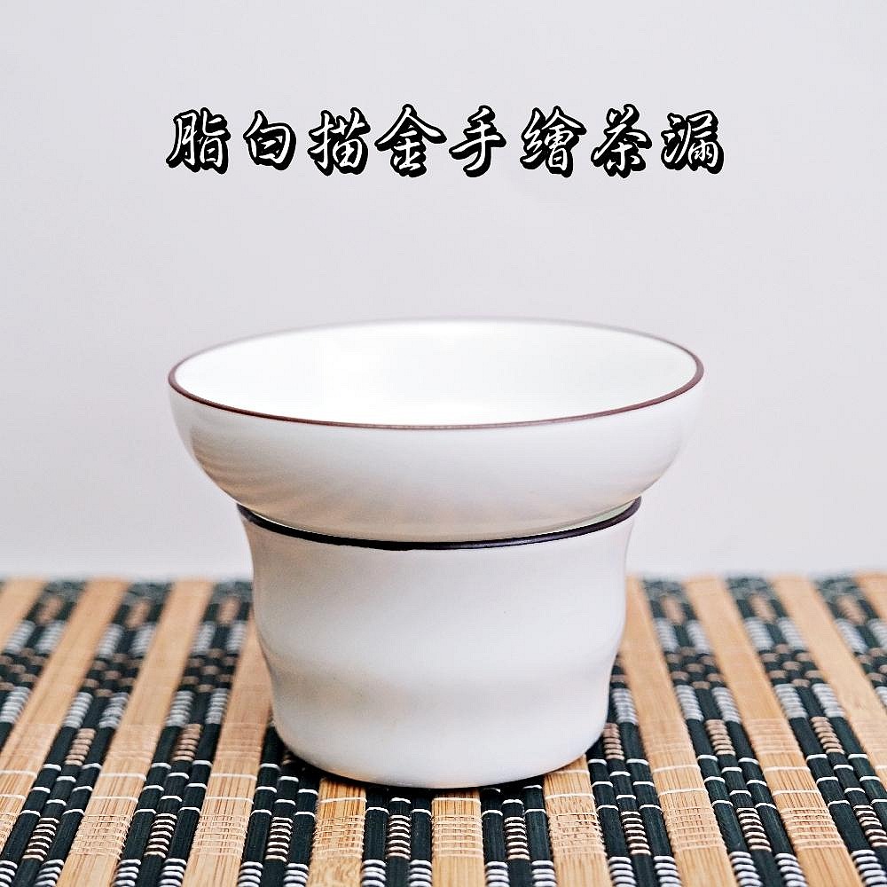 【全館滿599免運】精品陶瓷 脂白描金手繪茶漏 茶濾 功夫茶具 質樸簡約 功夫茶具 靜 悟 禪 道【自在坊茶具】-規格圖8