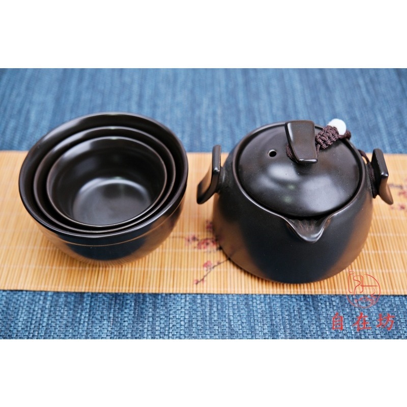 【全館滿599免運】快客杯 定窯快客杯─1壺3杯(黑/白) 便攜式茶具 隨身茶具 旅行茶具 泡茶組【自在坊茶具】-細節圖9