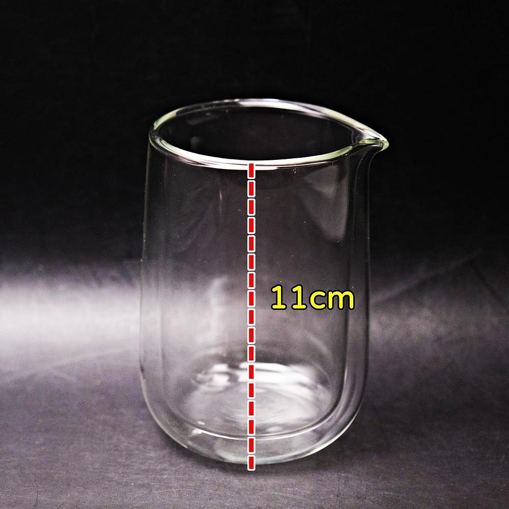 【全館滿599免運】茶海 分茶器 雙層玻璃直筒茶海(竹蓋款) 內為真空隔熱 不燙手 耐熱玻璃公道杯【自在坊茶具】-細節圖7