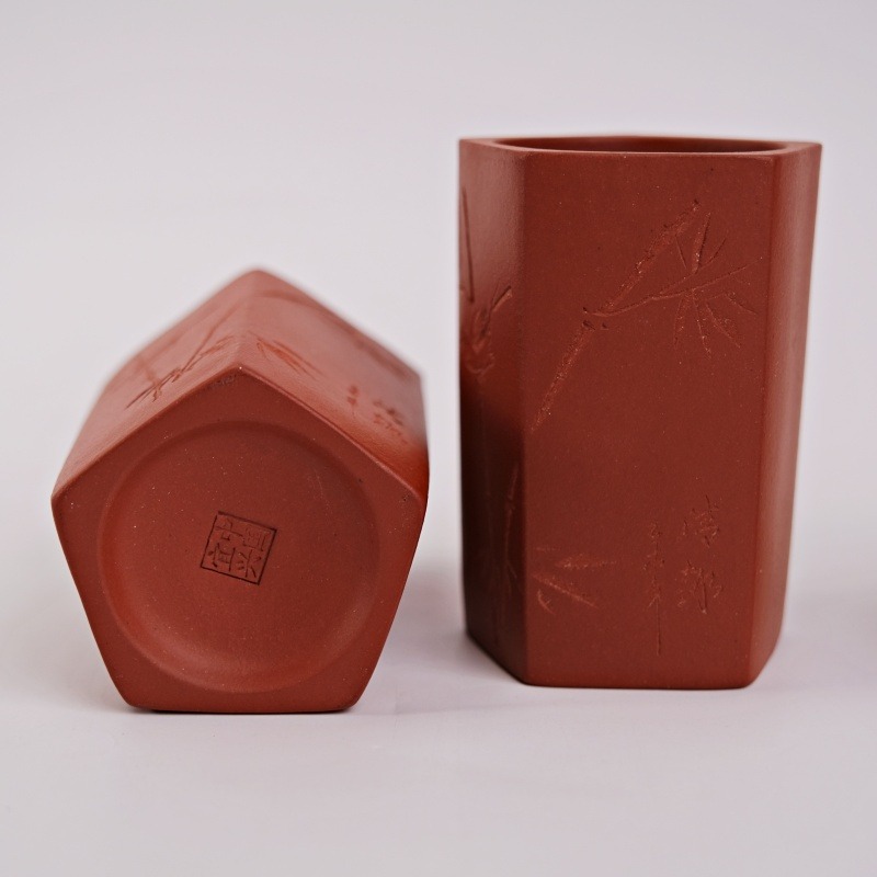 【全館滿599免運】【朱泥含春主人杯-90ml】原礦朱泥 大紅袍 紫砂手工杯 茶道聞香杯 主人杯 聞香杯【自在坊茶具】-細節圖2