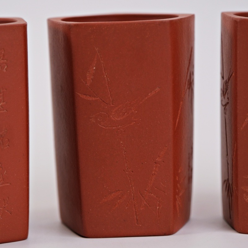 【全館滿599免運】【朱泥含春主人杯-90ml】原礦朱泥 大紅袍 紫砂手工杯 茶道聞香杯 主人杯 聞香杯【自在坊茶具】-細節圖4