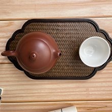 【全館滿599免運】茶盤 托盤 竹編托盤 編織席面重竹乾泡茶盤 復古竹編 手工編織 攜帶式【自在坊茶具】-細節圖9