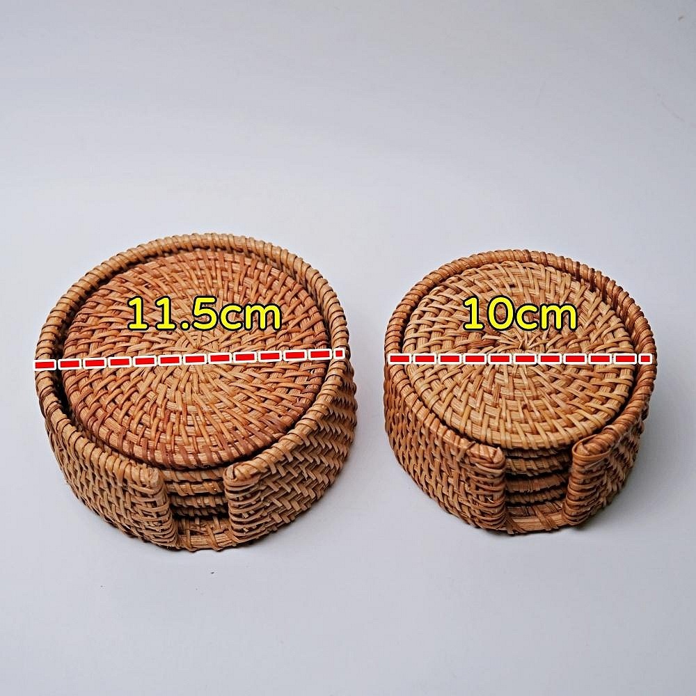 【全館滿599免運】杯墊 秋藤杯墊 杯墊套組 越南秋藤杯墊 手工編織 壺墊【自在坊茶具】-細節圖7