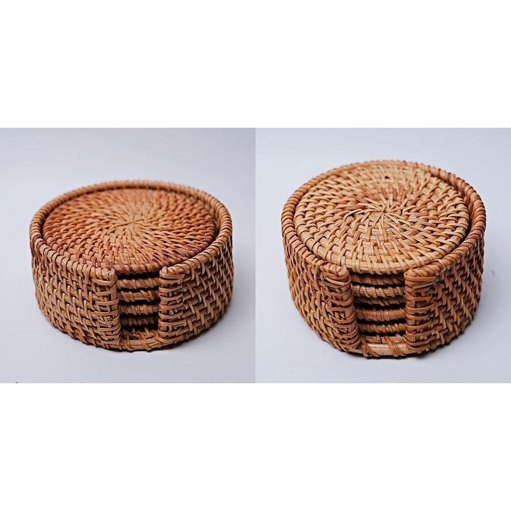 【全館滿599免運】杯墊 秋藤杯墊 杯墊套組 越南秋藤杯墊 手工編織 壺墊【自在坊茶具】-細節圖9