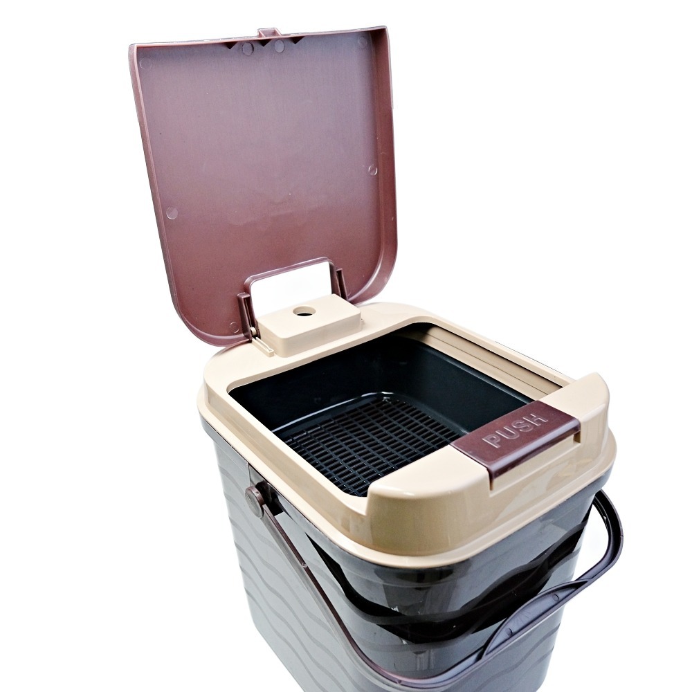 【全館滿599免運】茶桶  茶渣桶 接水桶 一鍵掀蓋式 7L 廢茶水桶 PP材質 輕巧可提易帶 現貨深色【自在坊茶具】-細節圖4