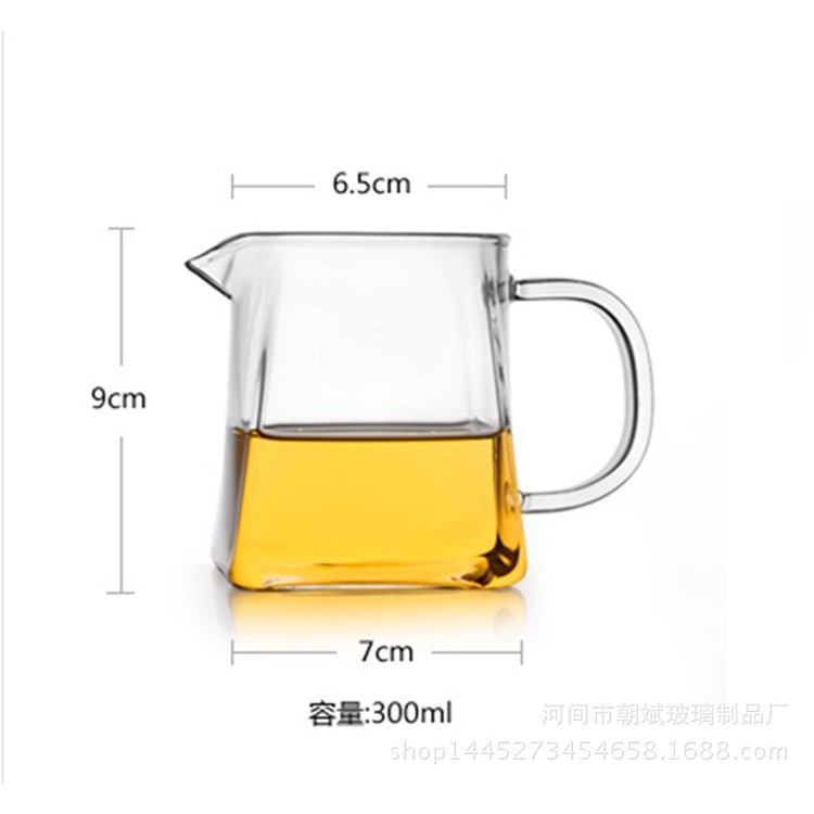 【全館滿599免運】茶海 玻璃茶海 公道杯 天圓地方茶海 原創手工 300ml  500ML 加厚耐熱【自在坊茶具】-細節圖4