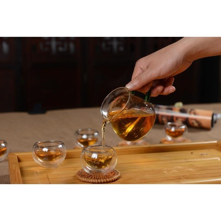 【全館滿599免運】茶杯 品茗杯 玻璃杯 雙層玻璃杯 賞茶杯 隔熱品茗茶杯  **量少不易包裝**【自在坊茶具】-細節圖4