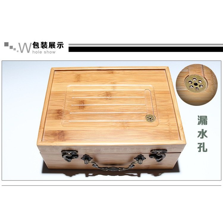 【全館滿599免運】旅行茶具 紫砂茶具 原礦手工紫砂壺茶具組 精品竹盒 紫砂 攜帶式泡茶組 竹合盒【自在坊茶具】-細節圖6