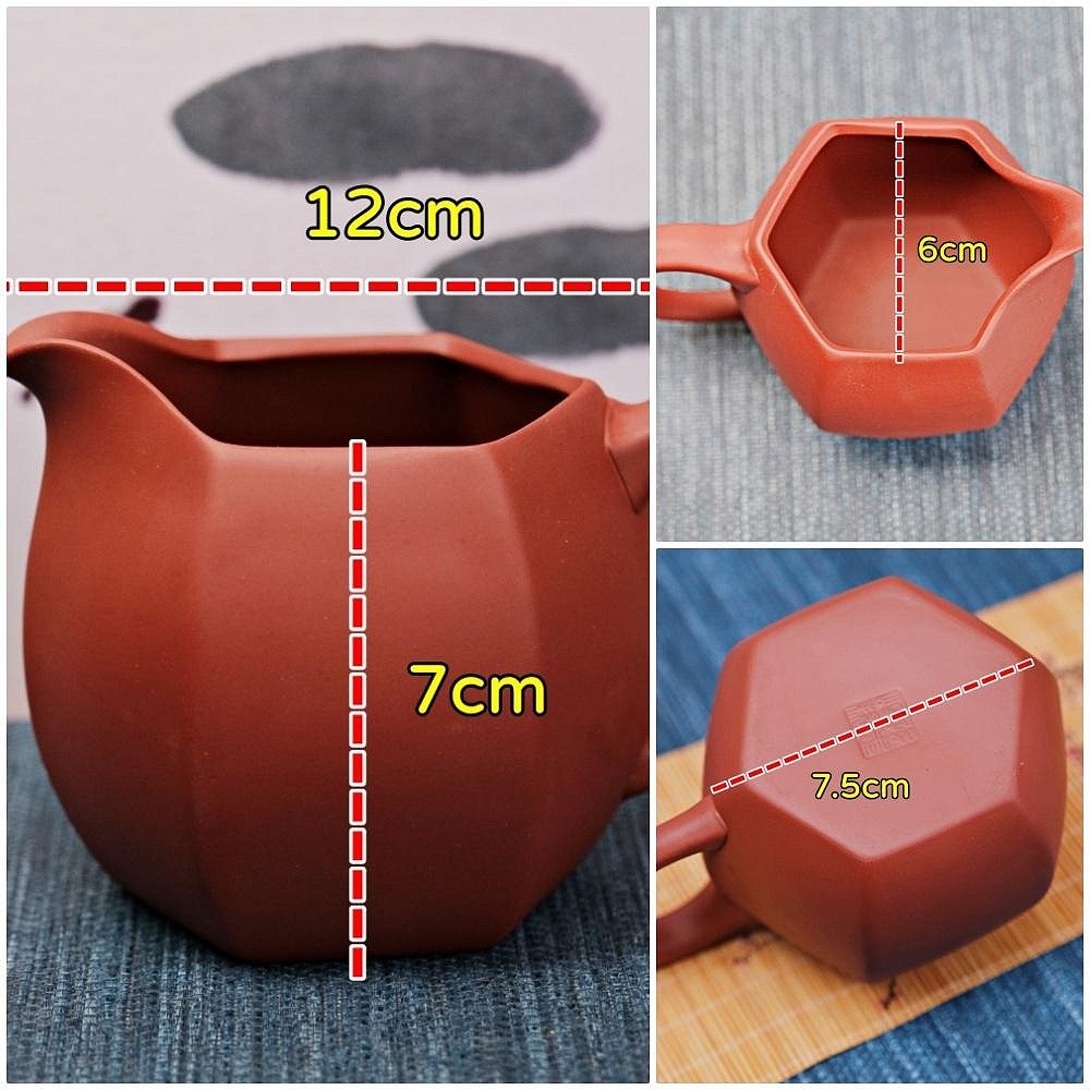 【全館滿599免運】茶海 分茶器【手工紫砂六方茶海】六方公道杯260ML 分茶器【清水泥六方茶漏】【自在坊茶具】-細節圖7
