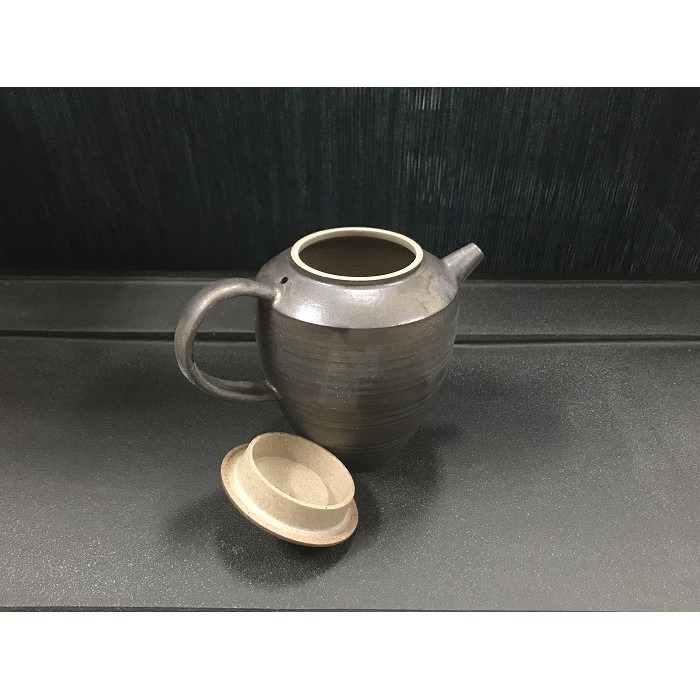 【全館滿599免運】茶壺 鐵鏽釉茶壺 定力壺 薄胎鎏金鐵鏽釉手作定力壺 粗陶茶具【自在坊茶具】-細節圖4