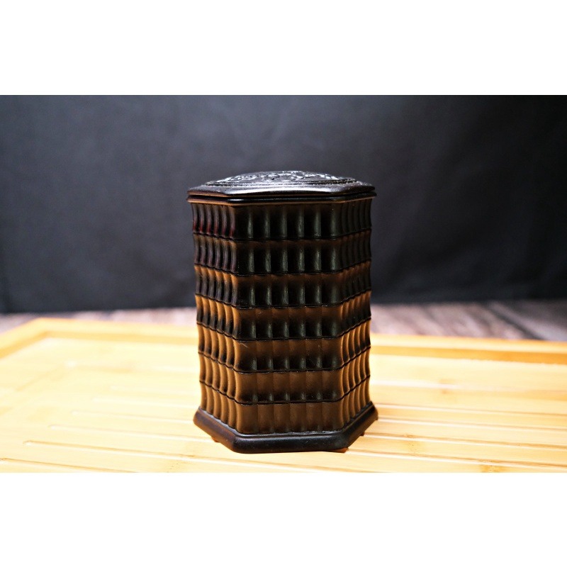 【全館滿599免運】茶葉罐 密封罐 醒茶罐 黑檀木茶葉罐 復古茶葉罐 磁吸 茶罐 茶葉存放【自在坊茶具】-細節圖2