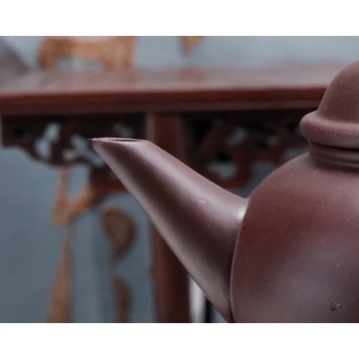 【全館滿599免運】茶壺 紫砂壺 手工壺【手工紫朱泥水平壺210ML】工藝師盧興龍手作 原礦紫朱泥 出湯順暢【自在坊茶具-細節圖9