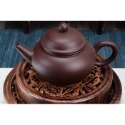 【全館滿599免運】茶壺 紫砂壺 手工壺【手工紫朱泥水平壺210ML】工藝師盧興龍手作 原礦紫朱泥 出湯順暢【自在坊茶具-規格圖9