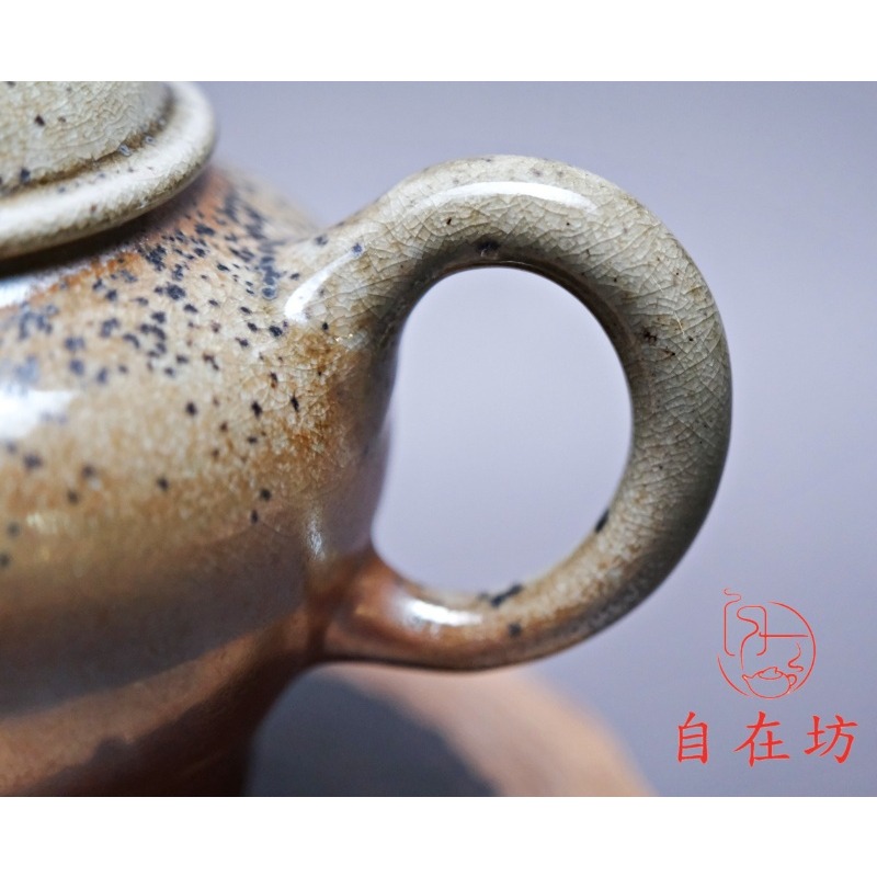 【全館滿599免運】茶壺 柴燒壺 手工壺【台灣施皓文工藝師手工柴燒壺-4號250ml】孤品一器一拍 粗陶茶壺【自在坊茶具-細節圖5
