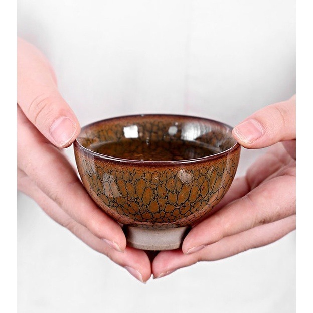 【全館滿599免運】茶杯 主人杯 品茗杯 建盞茶杯 主人杯 鷓鴣斑窯變杯100ML 陶瓷茶杯【自在坊茶具】-細節圖2