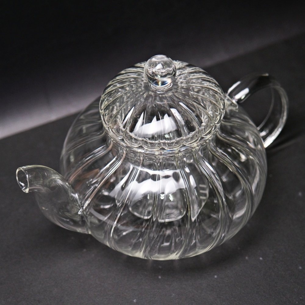 【全館滿599免運】茶壺 玻璃壺 花茶壺【條紋南瓜壺 600ml】手工耐熱玻璃壺 過濾型內膽 小嘴花茶壺【自在坊茶具】-細節圖2