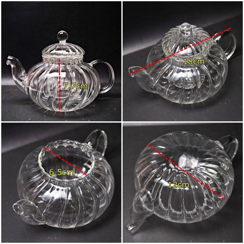 【全館滿599免運】茶壺 玻璃壺 花茶壺【條紋南瓜壺 600ml】手工耐熱玻璃壺 過濾型內膽 小嘴花茶壺【自在坊茶具】-細節圖10