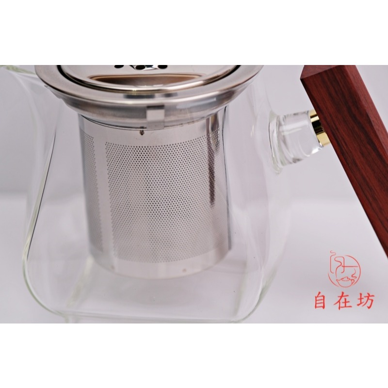 【全館滿599免運】茶海 分茶器 公道杯 木柄玻璃鷹嘴茶海─430ml 方底木雀茶海 不燙手 耐熱玻璃公道杯【自在坊茶具-細節圖11