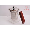 【全館滿599免運】茶海 分茶器 公道杯 木柄玻璃鷹嘴茶海─430ml 方底木雀茶海 不燙手 耐熱玻璃公道杯【自在坊茶具-規格圖11