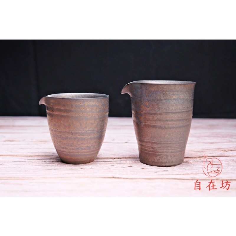 【全館滿599免運】茶海 鎏金茶海 公道杯 鎏金釉文雀茶海─矮180ml / 高210ml 日式鎏金茶海【自在坊茶具】-細節圖3