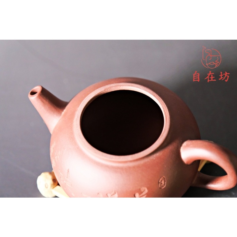 【全館滿599免運】茶壺 紫砂壺 茶禪一味紫砂200ml 大容量 個人手把壺 原礦紫砂 半手工【自在坊茶具】-細節圖8