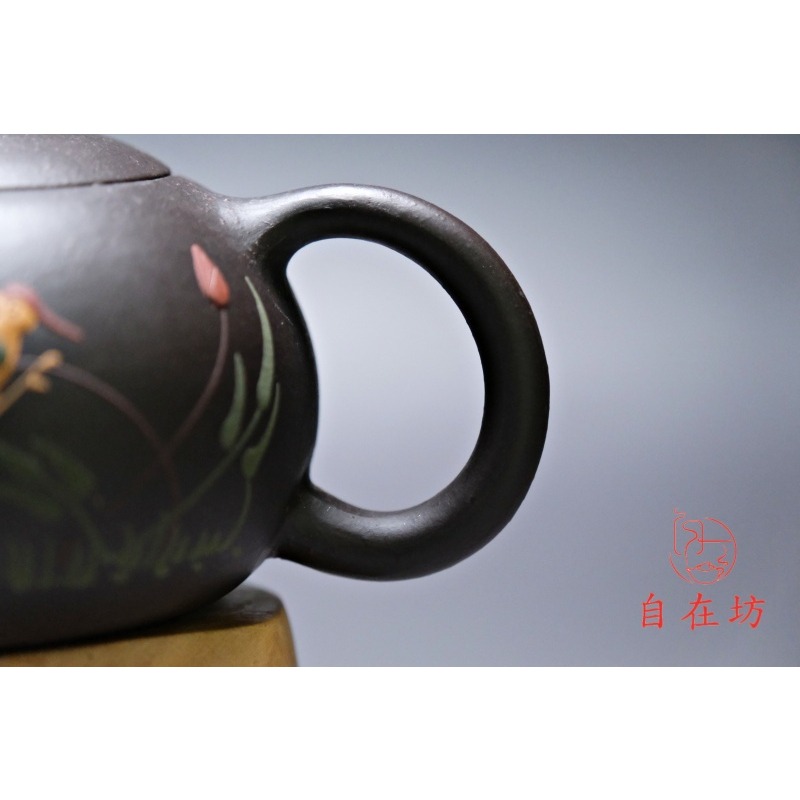 【全館滿599免運】茶壺 手工茶壺【王國望黑金砂黃鸝鳥鳴西施壺-180ml】工藝師手作 出湯順暢 三寸不斷【自在坊茶具】-細節圖5