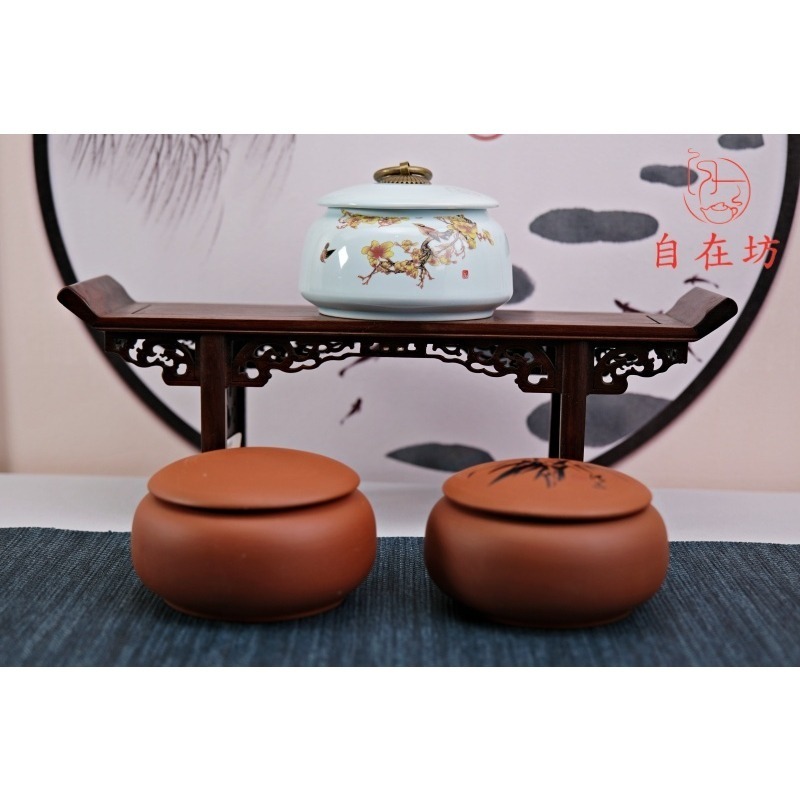 【全館滿599免運】茶葉罐【小茶葉罐─鳥語花香】醒茶罐 陶瓷茶葉罐 茶葉罐 茶罐 茶葉收納【特價分享】【自在坊茶具】-細節圖2