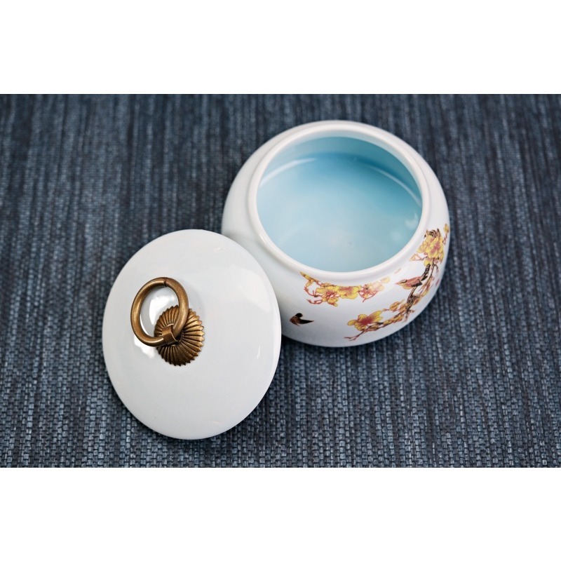 【全館滿599免運】茶葉罐【小茶葉罐─鳥語花香】醒茶罐 陶瓷茶葉罐 茶葉罐 茶罐 茶葉收納【特價分享】【自在坊茶具】-細節圖7