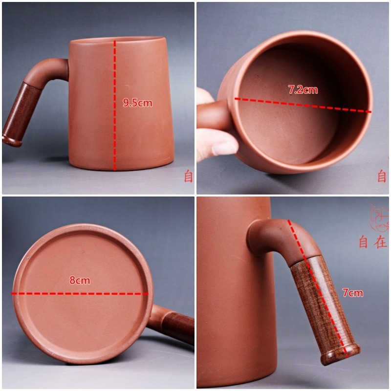 【全館滿599免運】辦公杯 泡茶杯 紫砂辦公杯三件組 360ML 個人茶杯 辦公杯三件組 帶蓋 過濾杯【自在坊茶具】-細節圖9