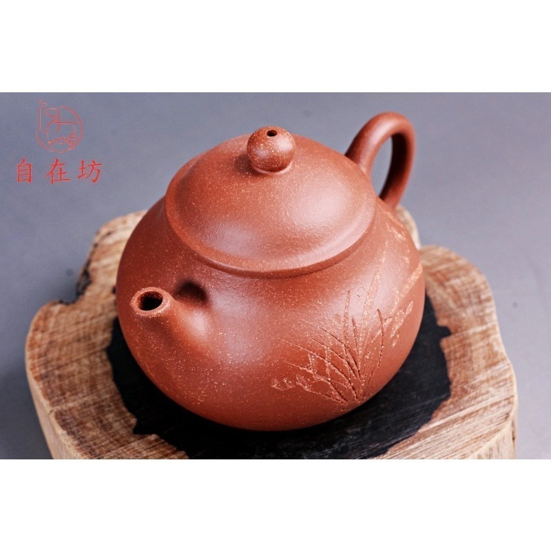 【全館滿599免運】茶壺 手工茶壺【純手工降波泥潘壺】工藝師王芳手作 原礦紫砂 出湯順暢 三寸不斷【自在坊茶具】-細節圖2