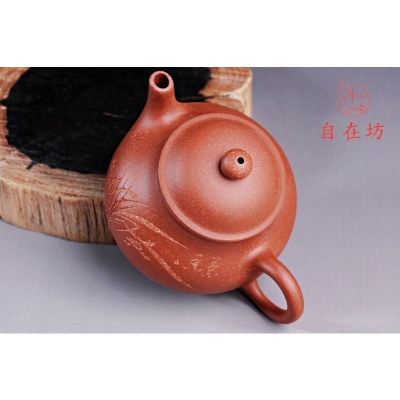 【全館滿599免運】茶壺 手工茶壺【純手工降波泥潘壺】工藝師王芳手作 原礦紫砂 出湯順暢 三寸不斷【自在坊茶具】-細節圖3