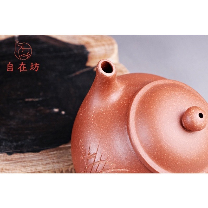【全館滿599免運】茶壺 手工茶壺【純手工降波泥潘壺】工藝師王芳手作 原礦紫砂 出湯順暢 三寸不斷【自在坊茶具】-細節圖6