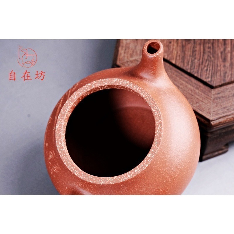 【全館滿599免運】茶壺 手工茶壺【純手工降波泥潘壺】工藝師王芳手作 原礦紫砂 出湯順暢 三寸不斷【自在坊茶具】-細節圖7