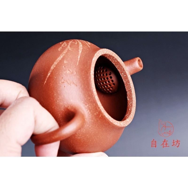 【全館滿599免運】茶壺 手工茶壺【純手工降波泥潘壺】工藝師王芳手作 原礦紫砂 出湯順暢 三寸不斷【自在坊茶具】-細節圖8