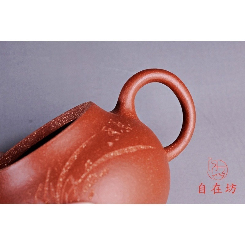 【全館滿599免運】茶壺 手工茶壺【純手工降波泥潘壺】工藝師王芳手作 原礦紫砂 出湯順暢 三寸不斷【自在坊茶具】-細節圖9