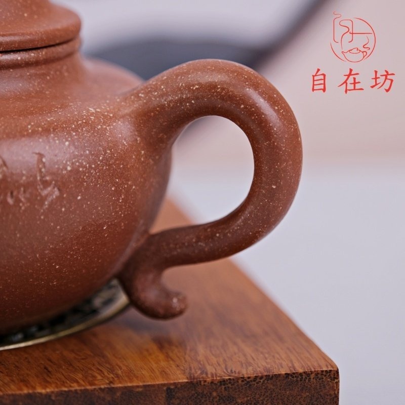 【全館滿599免運】茶壺 手工茶壺【姜禮明手工降坡泥綴只壺─200ml】工藝師姜禮明手作 降坡泥 出湯順暢【自在坊茶具】-細節圖4
