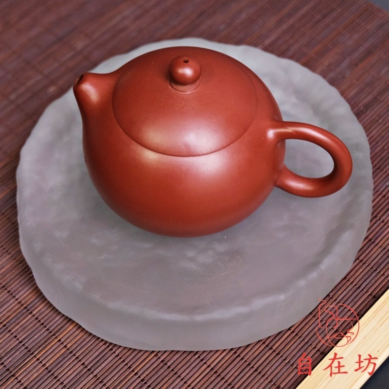 【全館滿599免運】壺承 幹泡臺 圓形/方形冰凍壺承─平光/磨砂 壺承 玻璃 壺墊 壺託 幹泡臺【自在坊茶具】-細節圖3