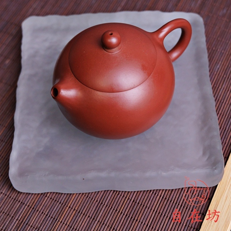 【全館滿599免運】壺承 幹泡臺 圓形/方形冰凍壺承─平光/磨砂 壺承 玻璃 壺墊 壺託 幹泡臺【自在坊茶具】-細節圖4