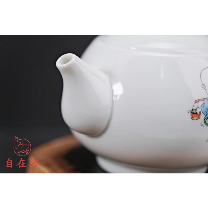 【全館滿599免運】白瓷茶具 白瓷茶具套組【自在五件組】一壺四杯 茶具禮盒 白瓷茶具 功夫茶具【自在坊茶具】-細節圖7