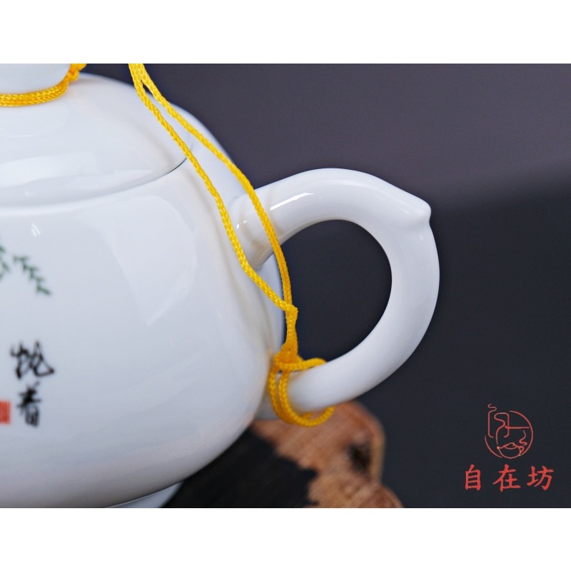 【全館滿599免運】白瓷茶具 白瓷茶具套組【自在五件組】一壺四杯 茶具禮盒 白瓷茶具 功夫茶具【自在坊茶具】-細節圖8