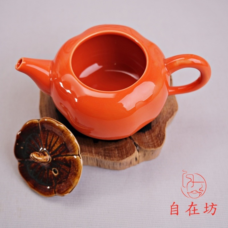 【全館滿599免運】茶具套組 柿柿如意茶具組 仿真款一壺一茶罐六杯 精細手工藝製作 送禮自用兩相宜【自在坊茶具】-細節圖3